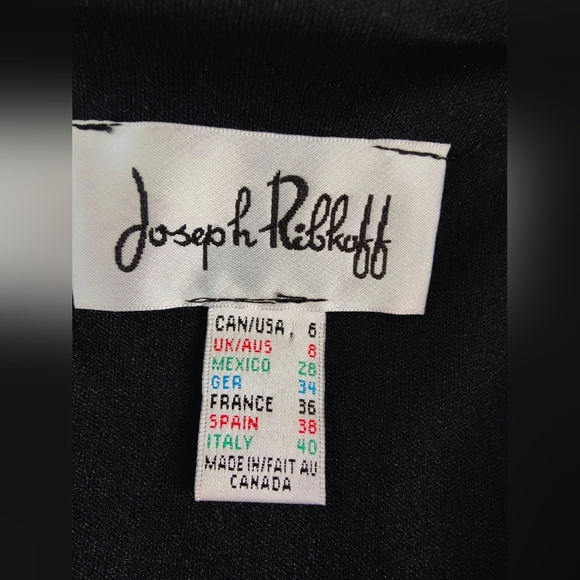 Joseph Ribkoff Black Dress With Collar & Sleeves Rhinestone Size 6 - Picture 13 of 15